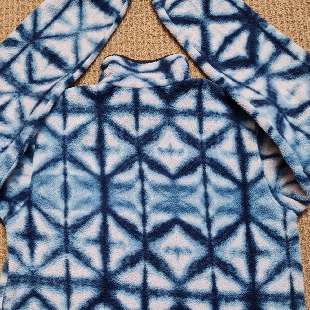 Patagonia Synchilla Snap-T Blue Diamond Shibori Tie Dye Fleece Pullover Womens S - Picture 9 of 15